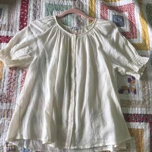 Madewell button down blouse with puff sleeves